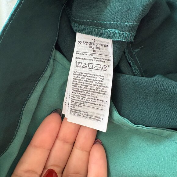 GAP High Rise Pleated Satin Trousers, Pine Green. - Picture 6 of 6